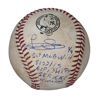 2015 Luis Severino Game Used Baseball from his 1st win 8/22/15 (MLB Auth/Steiner)